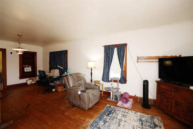 living room with hardwood / wood-style floors