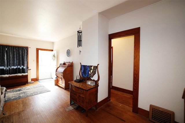 entryway featuring dark wood-type flooring