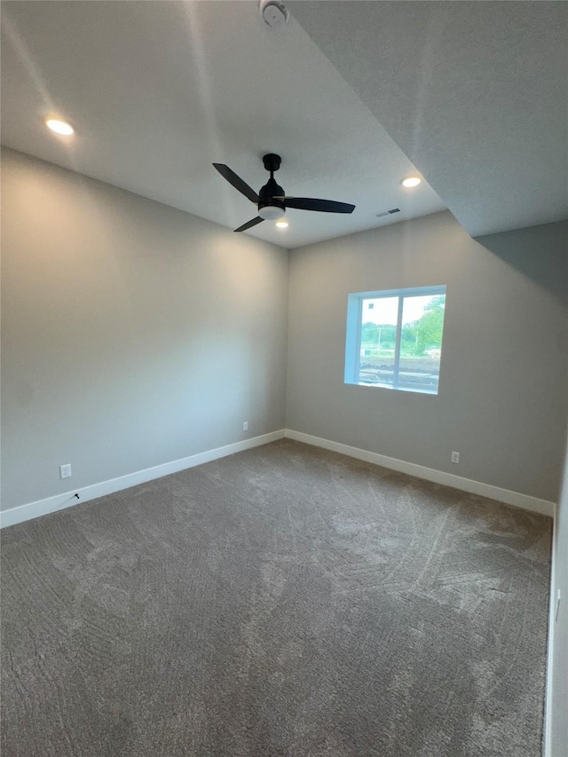 203 Hudson Ave, Van Meter, IA 50261 - carpeted spare room with baseboards, recessed lighting, and ceiling fan