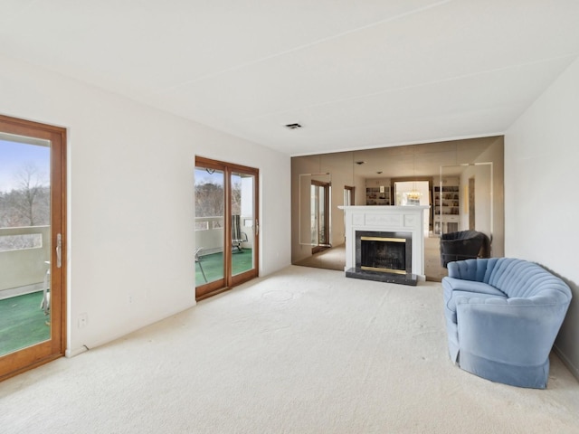 living room featuring carpet flooring