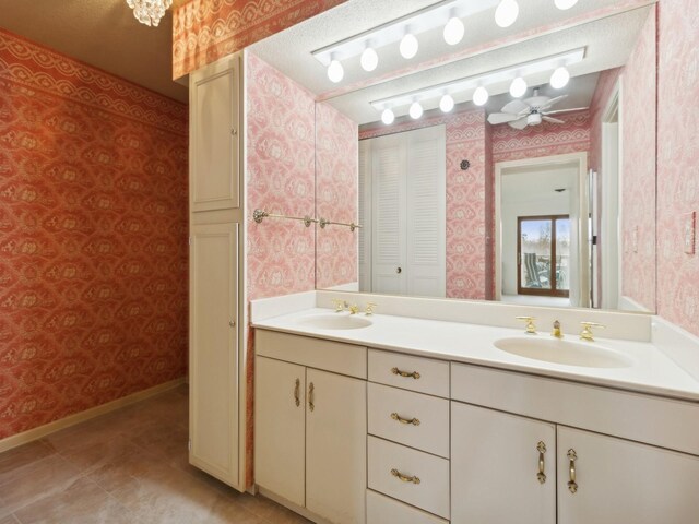 bathroom with vanity and tile patterned floors