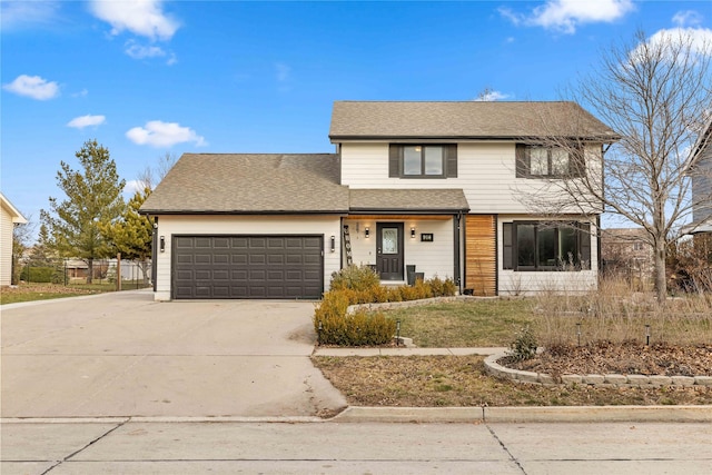 front facade with a garage