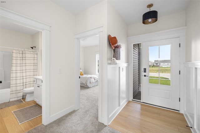 entryway with light wood-type flooring