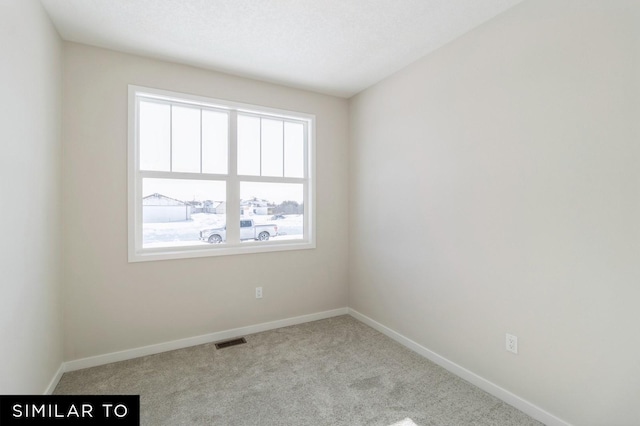 unfurnished room with light carpet