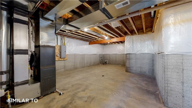 basement with electric panel