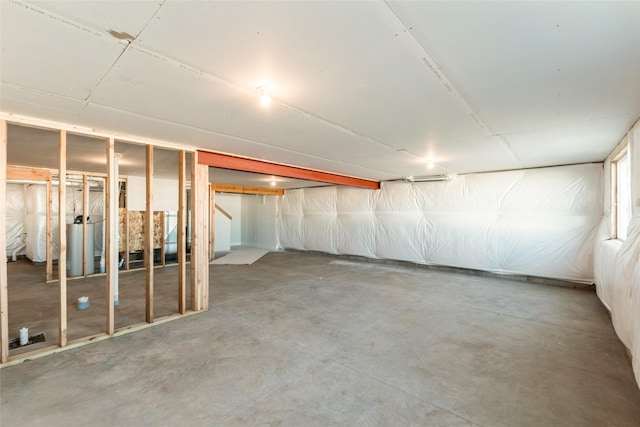 view of unfinished basement