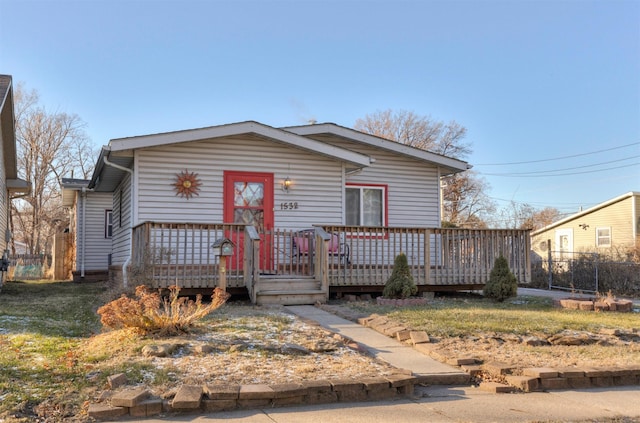 view of front of home with a deck