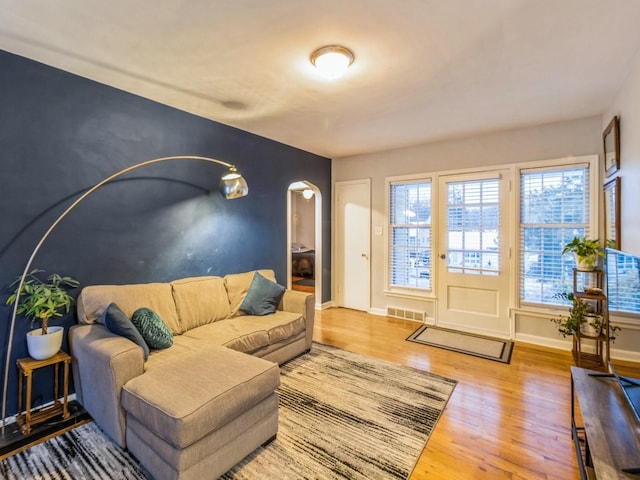 living room featuring wood-type flooring