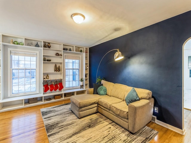 living room featuring hardwood / wood-style flooring