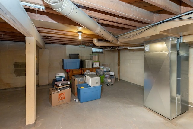 basement with heating unit