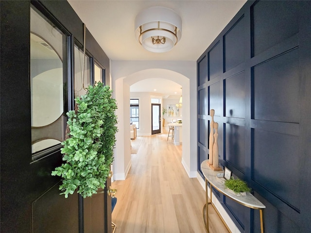 hall featuring light hardwood / wood-style flooring