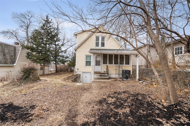 view of front of home with central AC