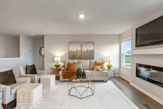 living room with hardwood / wood-style floors