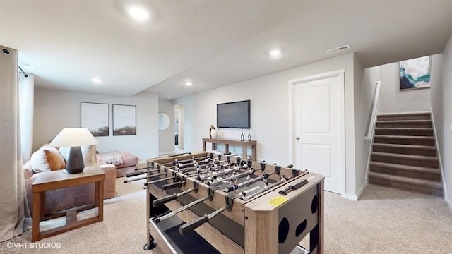 4772 172nd St, Urbandale, IA 50323 - rec room featuring light colored carpet and recessed lighting