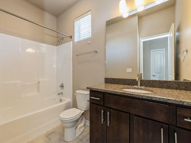 full bathroom with vanity, toilet, and tub / shower combination