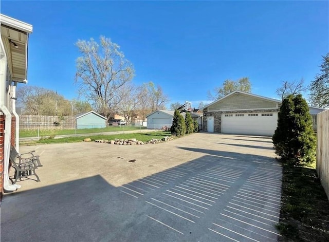 exterior space with a garage