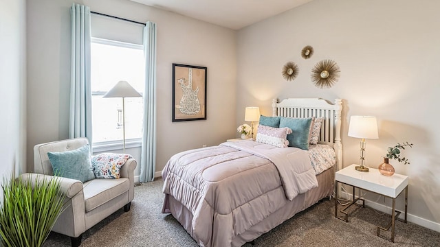 carpeted bedroom with multiple windows