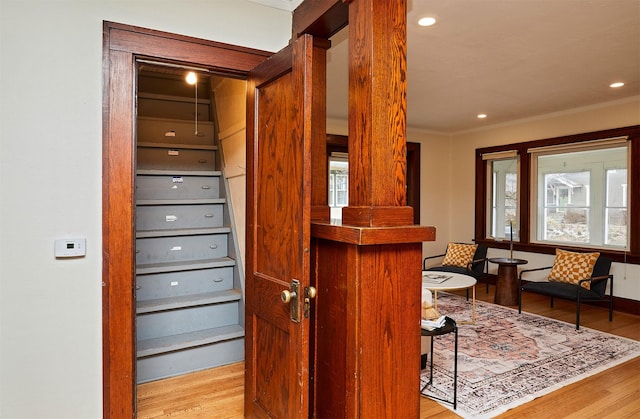 interior space with light hardwood / wood-style flooring