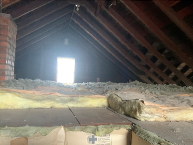 view of unfinished attic