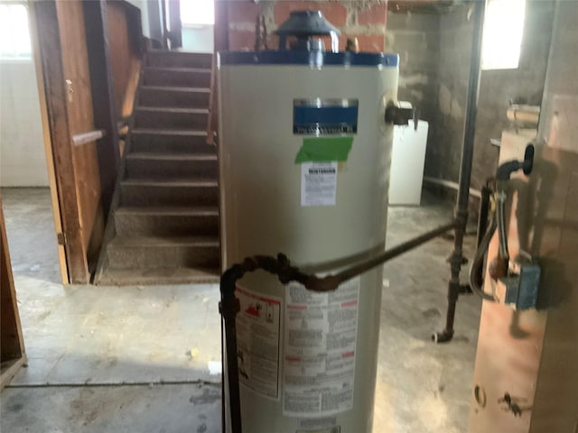 utility room featuring water heater