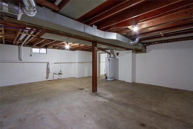 basement featuring water heater