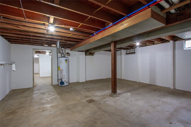 basement featuring water heater