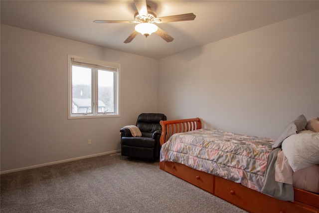 bedroom featuring carpet and ceiling fan