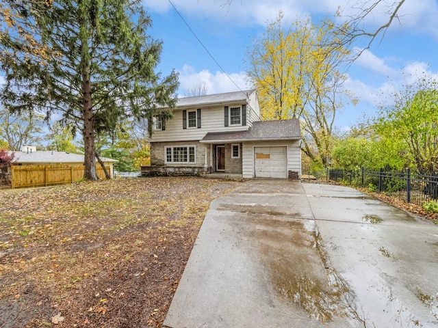 view of front of house with a garage