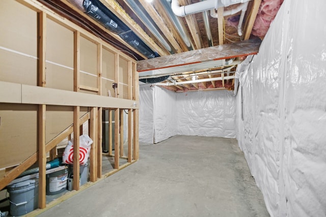 view of unfinished basement