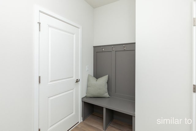 mudroom with wood finished floors