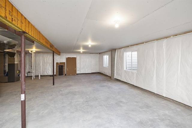 basement with heating unit