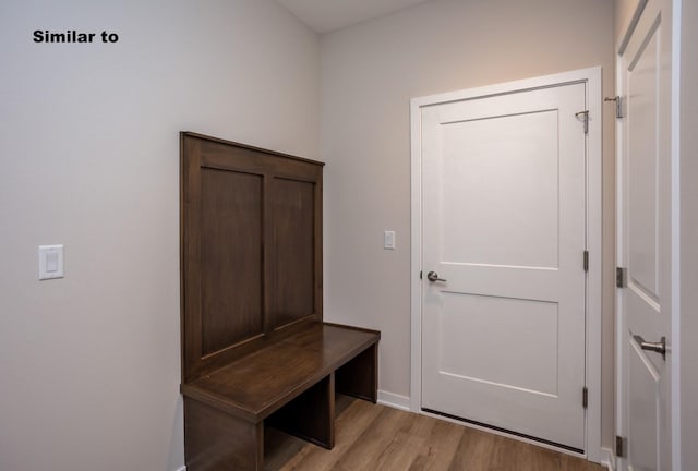 mudroom with light wood finished floors