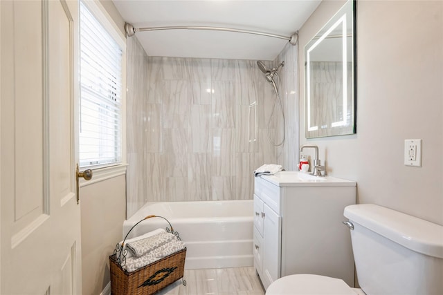 full bathroom with vanity, toilet, and tub / shower combination