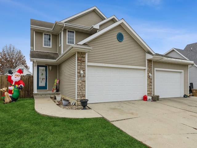 front of property with a garage