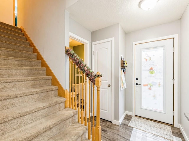 foyer entrance with hardwood / wood-style floors