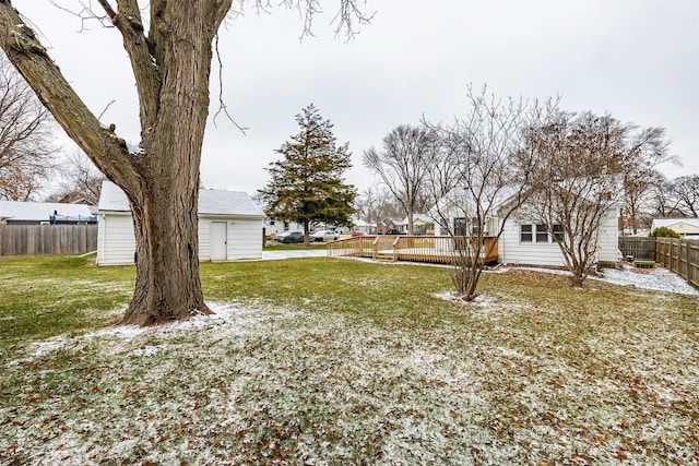 view of yard with a deck