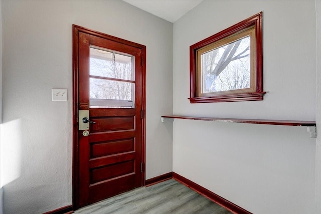 entrance foyer with a healthy amount of sunlight and light wood-type flooring