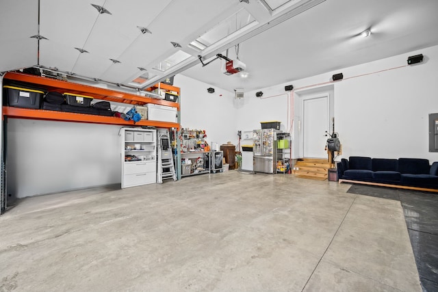 garage with a garage door opener