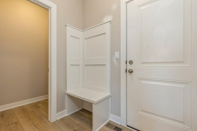 mudroom with light wood-type flooring