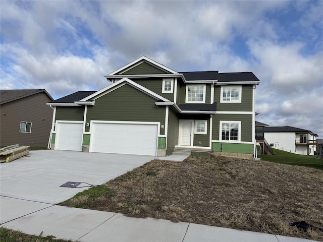 view of front of house with a garage