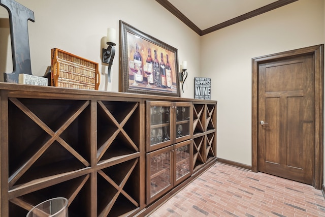 wine cellar with ornamental molding