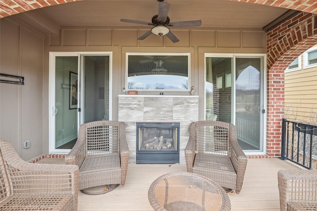 deck featuring a ceiling fan