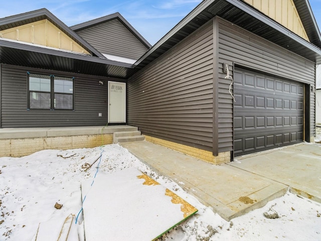 exterior space featuring a garage