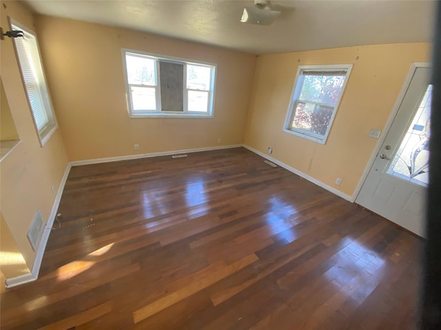 foyer entrance with dark hardwood / wood-style floors