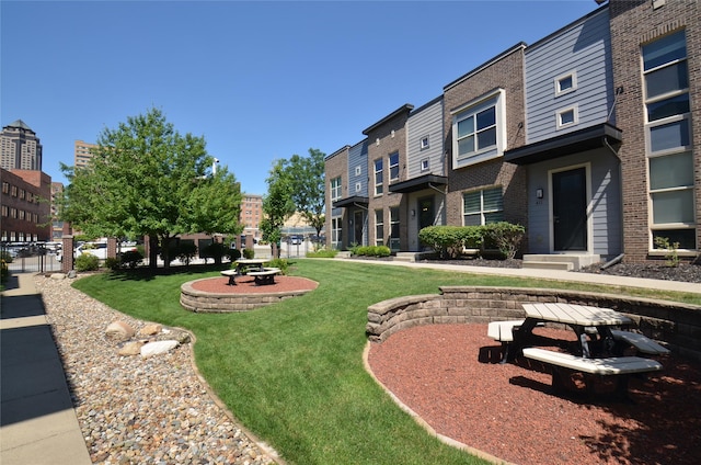 view of community featuring a lawn