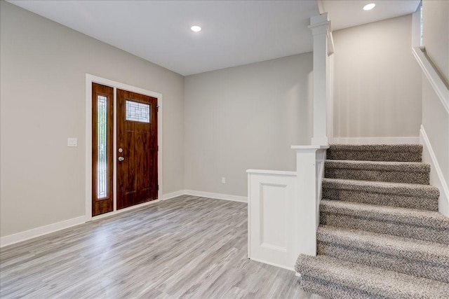 entrance foyer featuring light hardwood / wood-style flooring