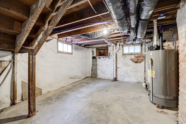 basement featuring water heater