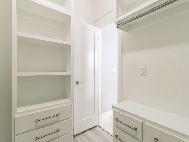 spacious closet featuring light wood-type flooring