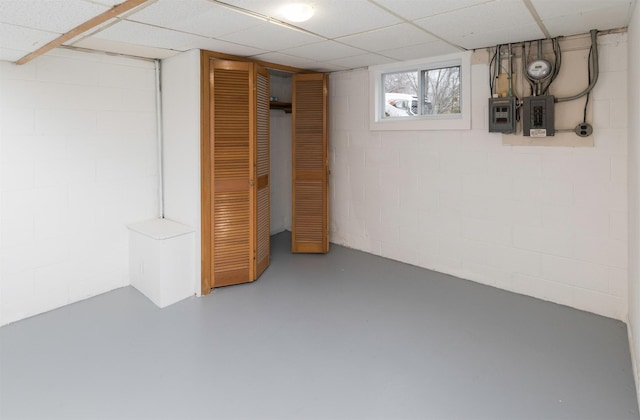 basement with electric panel