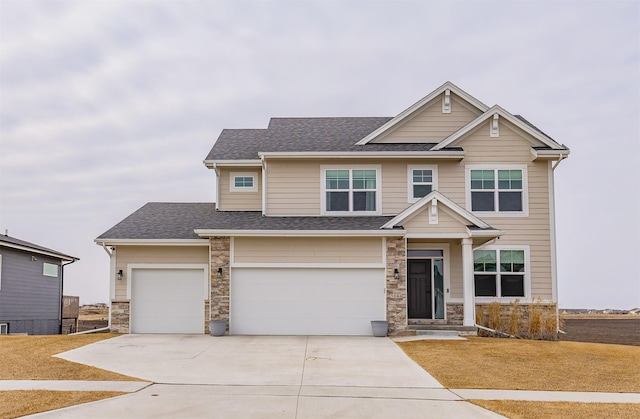 craftsman-style house with a garage